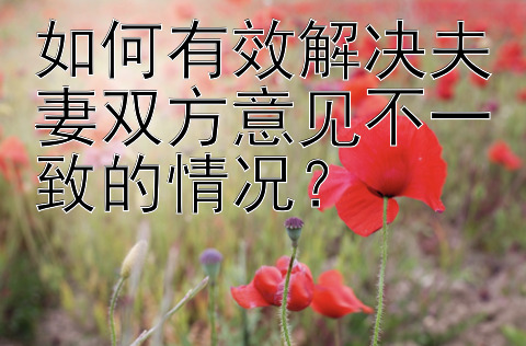 如何有效解决夫妻双方意见不一致的情况？