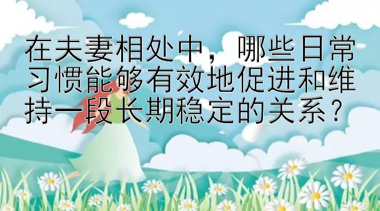 在夫妻相处中，哪些日常习惯能够有效地促进和维持一段长期稳定的关系？